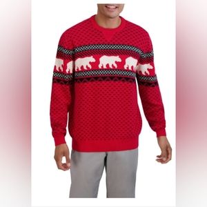 Men's Chaps Sweater 2XL Red Fair Isle Polar Bears Crew Neck Pullover 100  Cotton